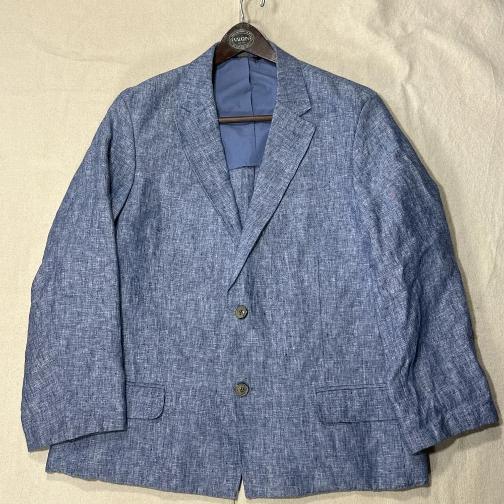 Linen Blazer Blue Tasso Elba Mens Blue Sport Coat Summer Wedding Sz Large